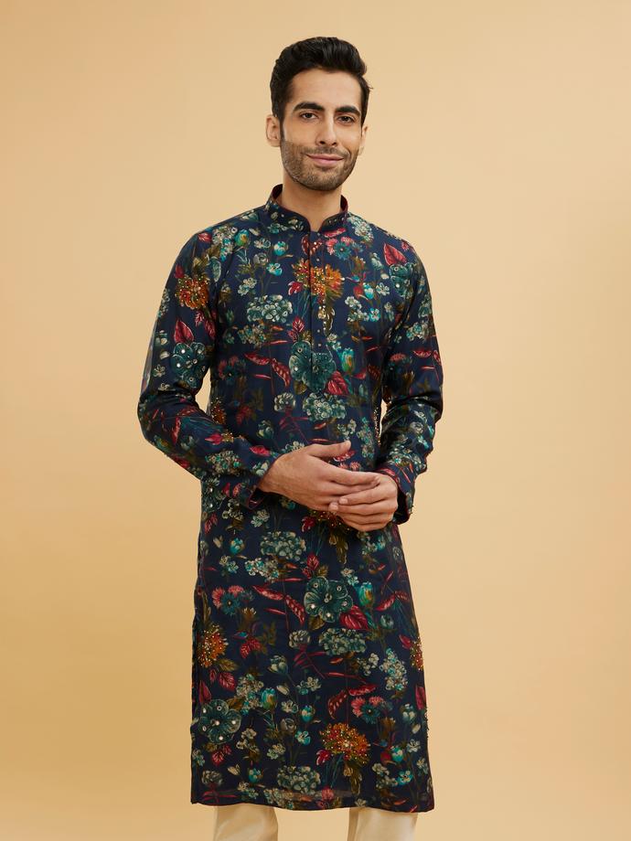 Twamev Men Dark Blue Elegance Kurta Pajama