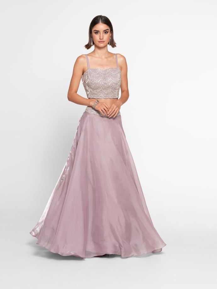 Twamev Women Enchanting Purple Crepe Skirt Top