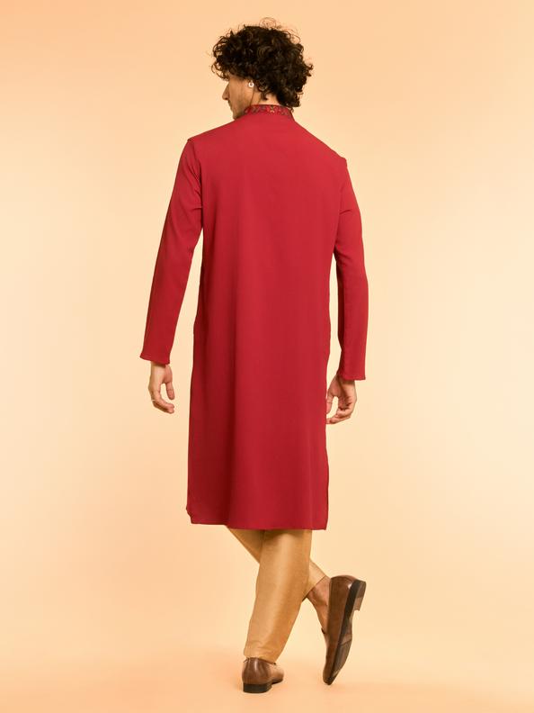 Diwas Men Elegant Red Spandex Kurta