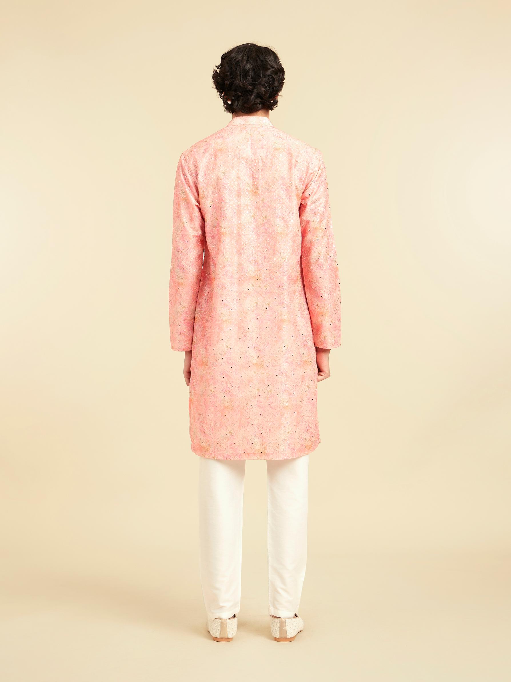Diwas Men Peach Elegance Silk Kurta