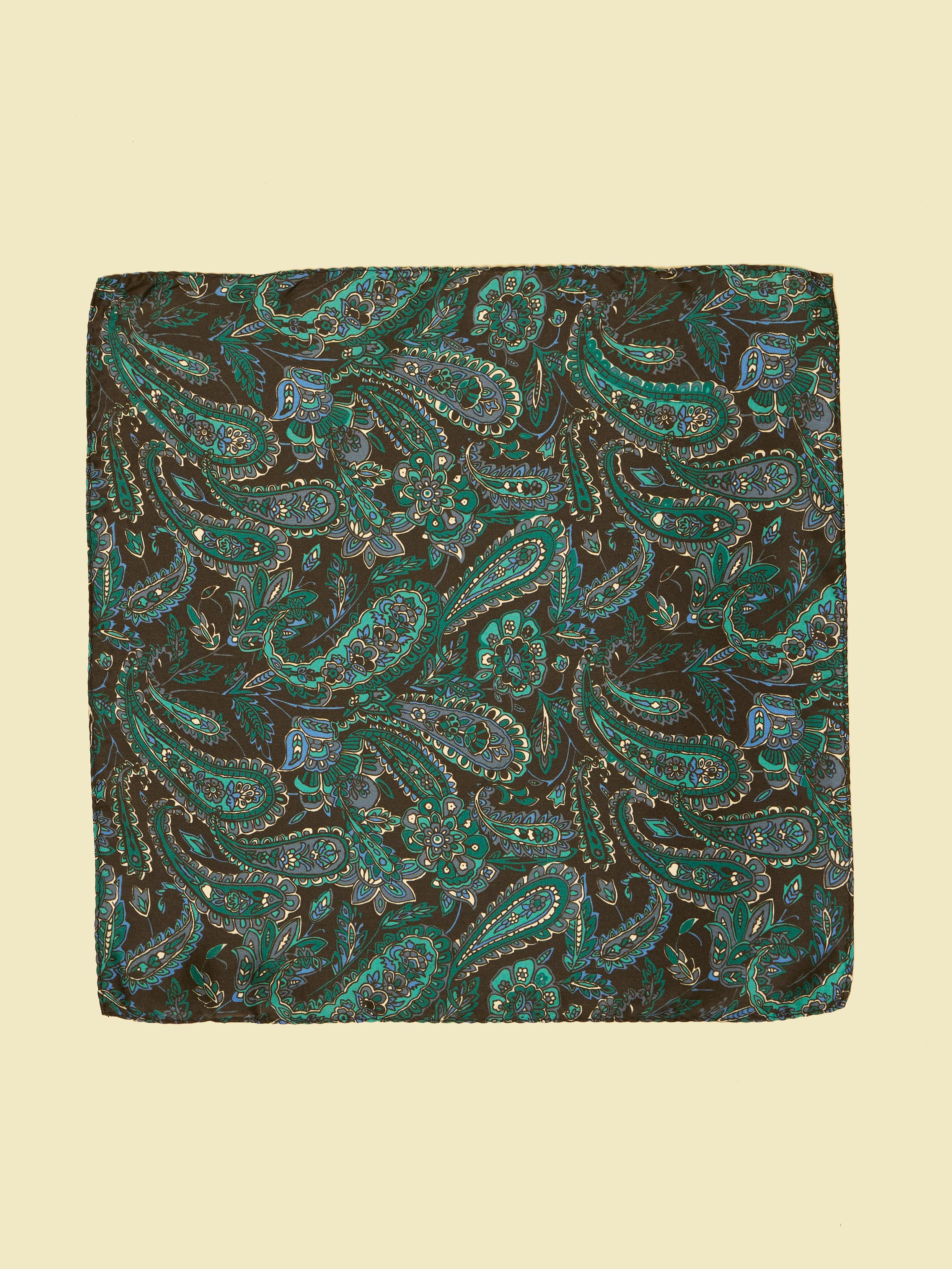 Twamev Men Glamorous Black Satin Pocket Square