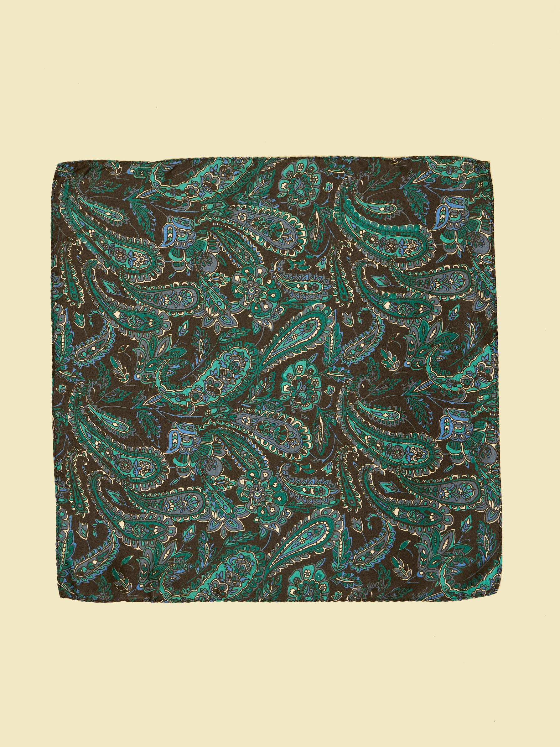 Twamev Men Glamorous Black Satin Pocket Square