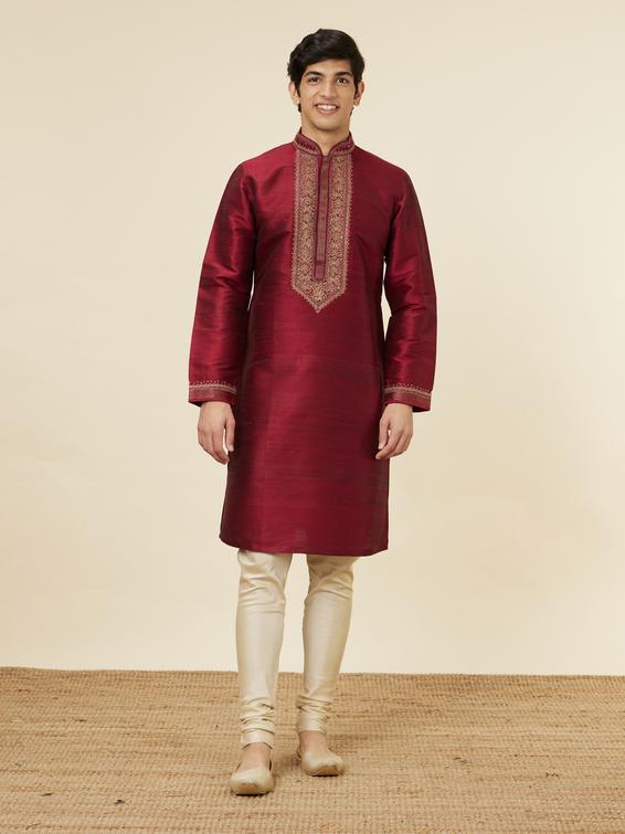 Twamev Men Majestic Maroon Kurta Set