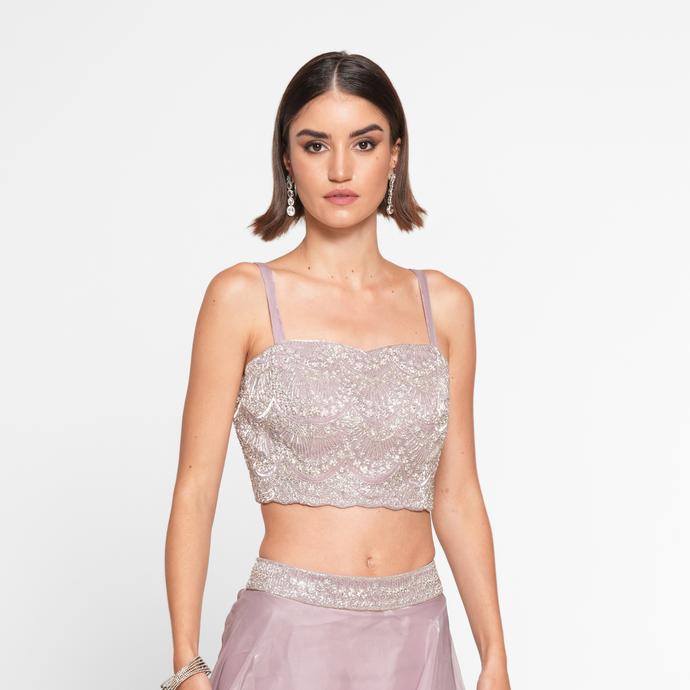 Twamev Women Enchanting Purple Crepe Skirt Top