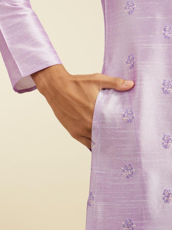 Diwas Men Soft Lilac Buta Embroidered Kurta