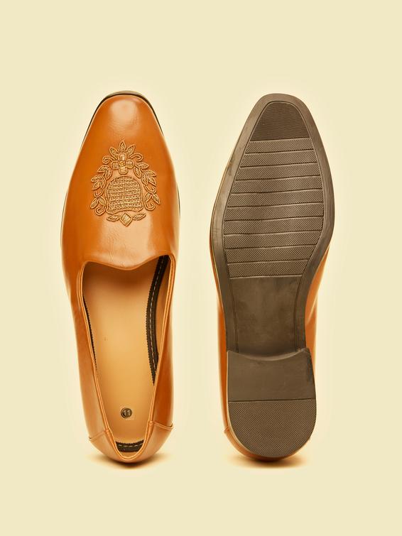 Twamev Men Tan Brown Diamond Patterned Loafer Style Shoes