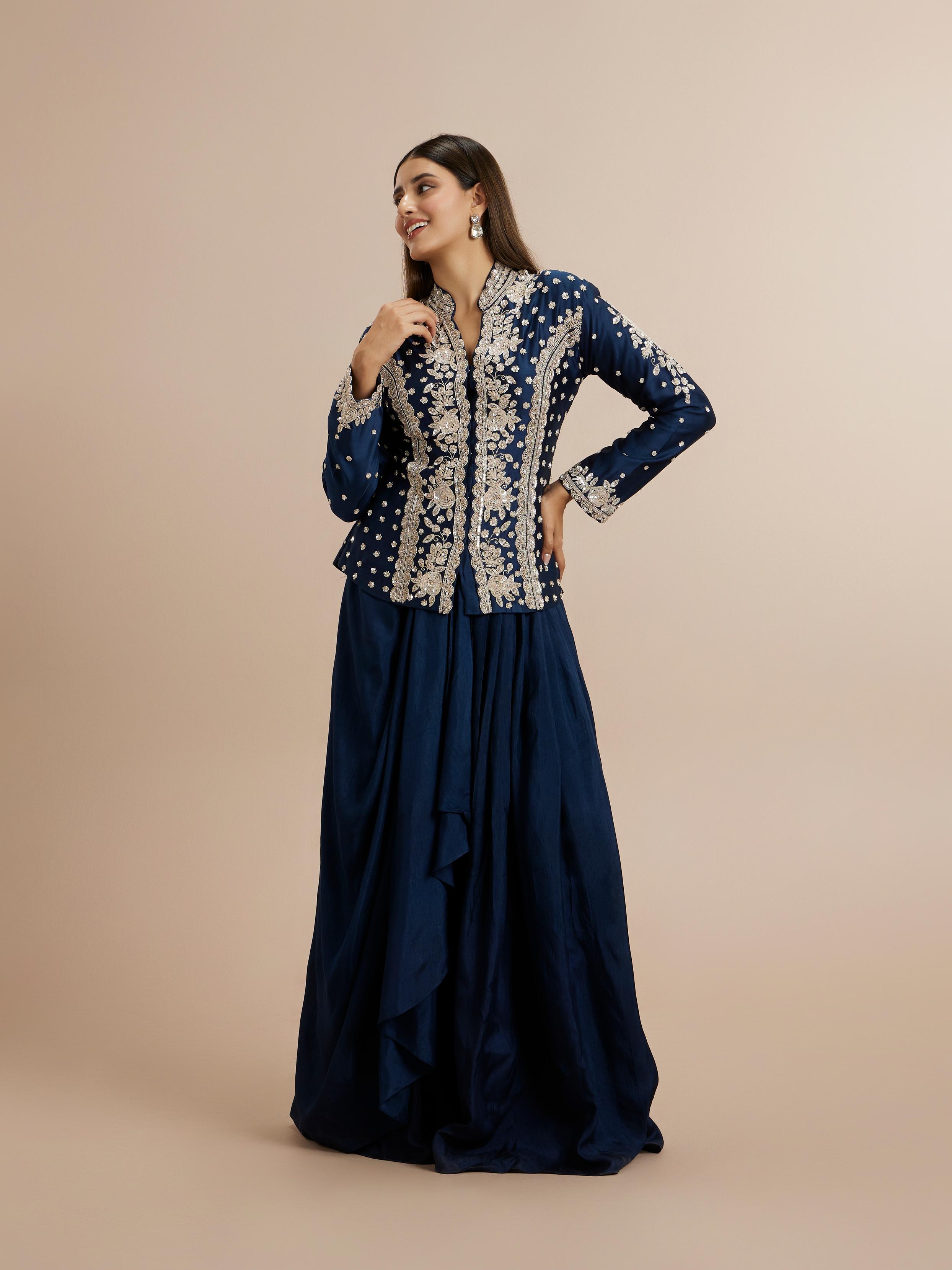 Twamev Women Indigo Blue Elegance Indo Western