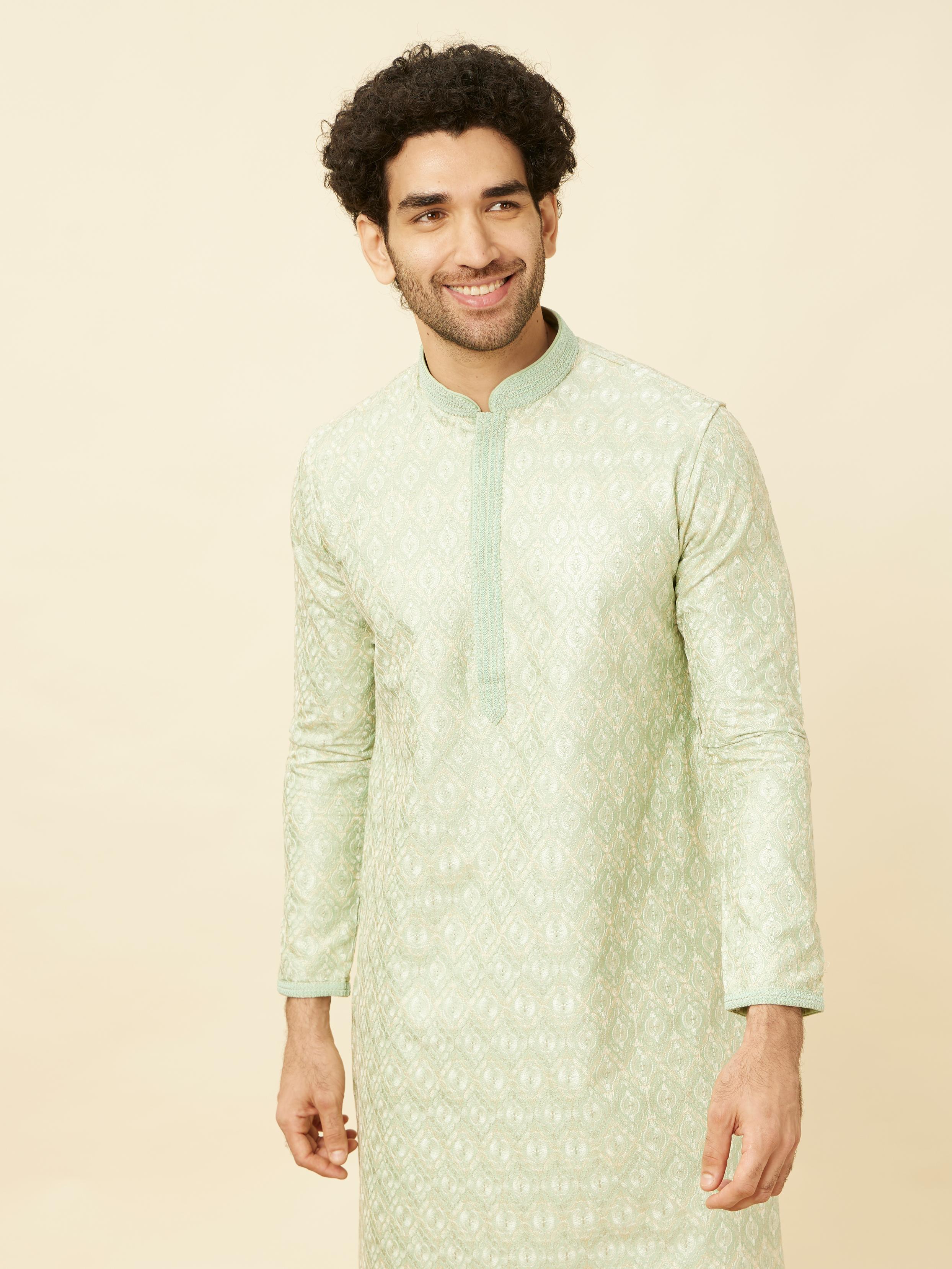Twamev Men Mint Green Fresh Kurta Set