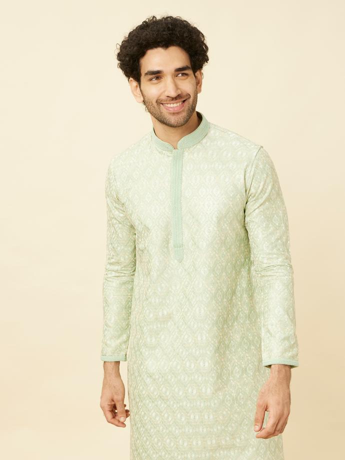 Twamev Men Mint Green Fresh Kurta Set