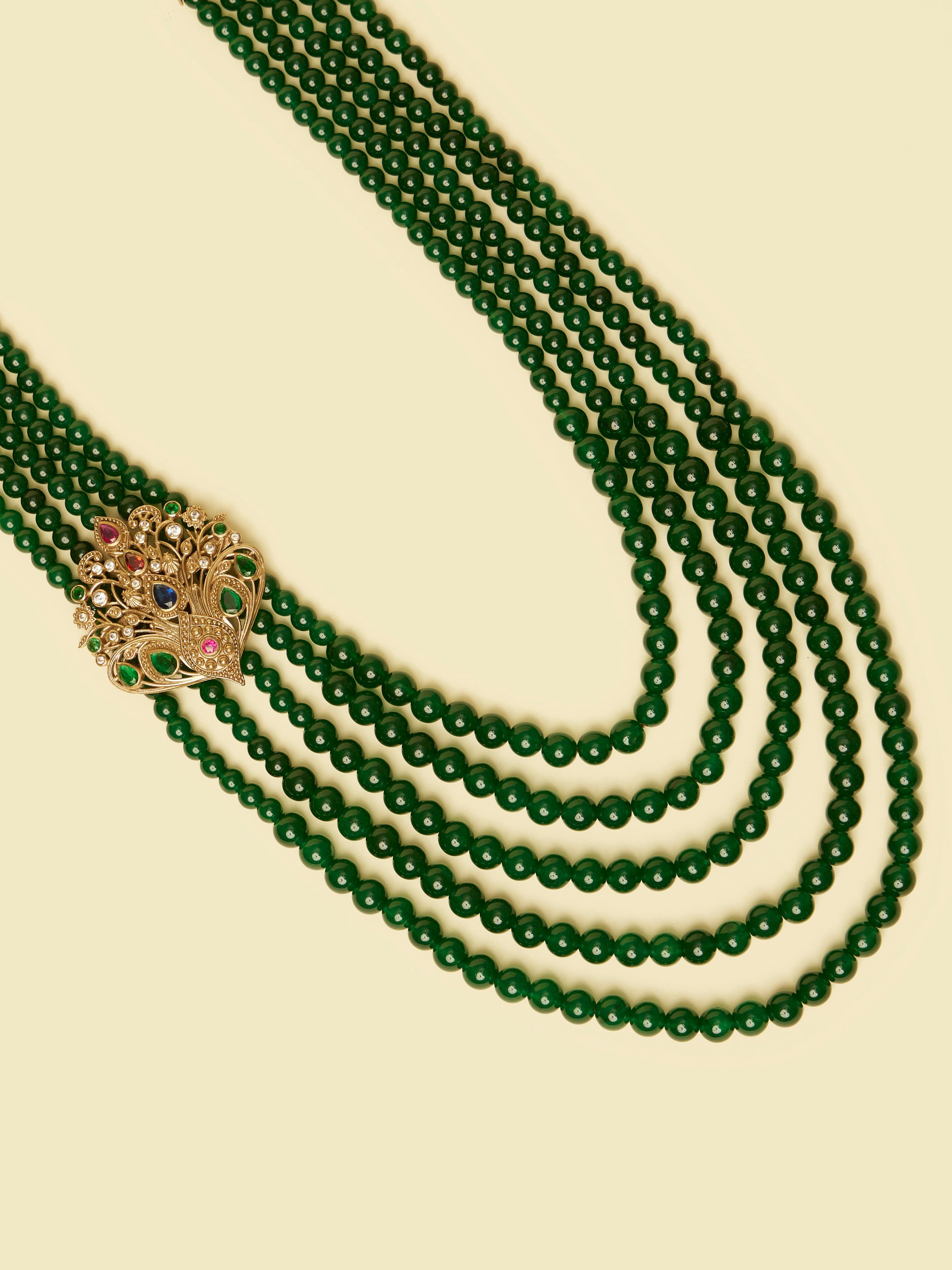 Twamev Men Emerald Charm Mala
