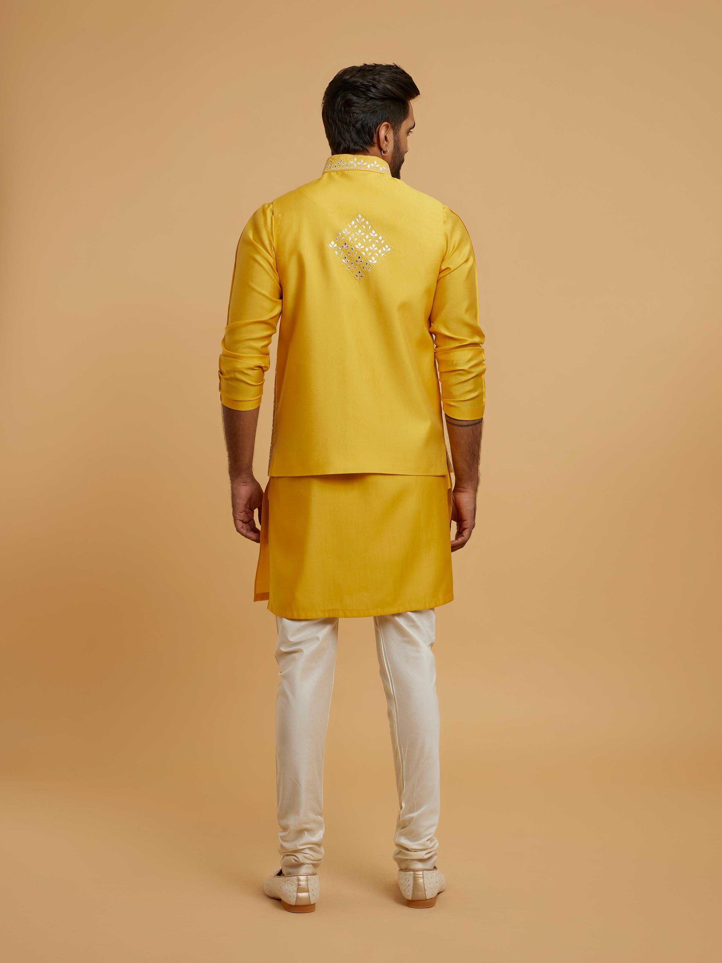 Twamev Men Mustard Majesty Kurta Jacket Set