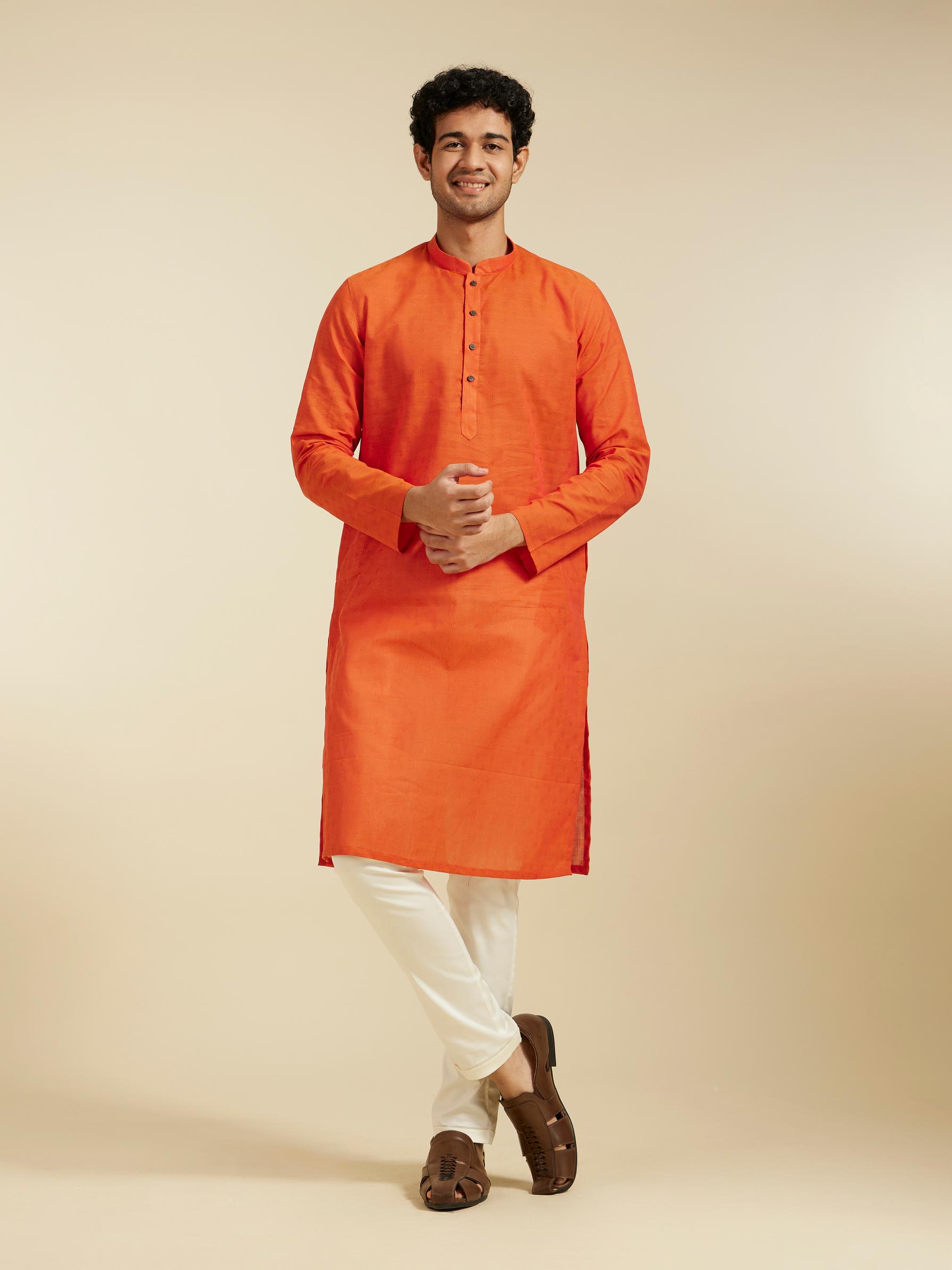 Diwas Men Vibrant Orange Kurta Collection