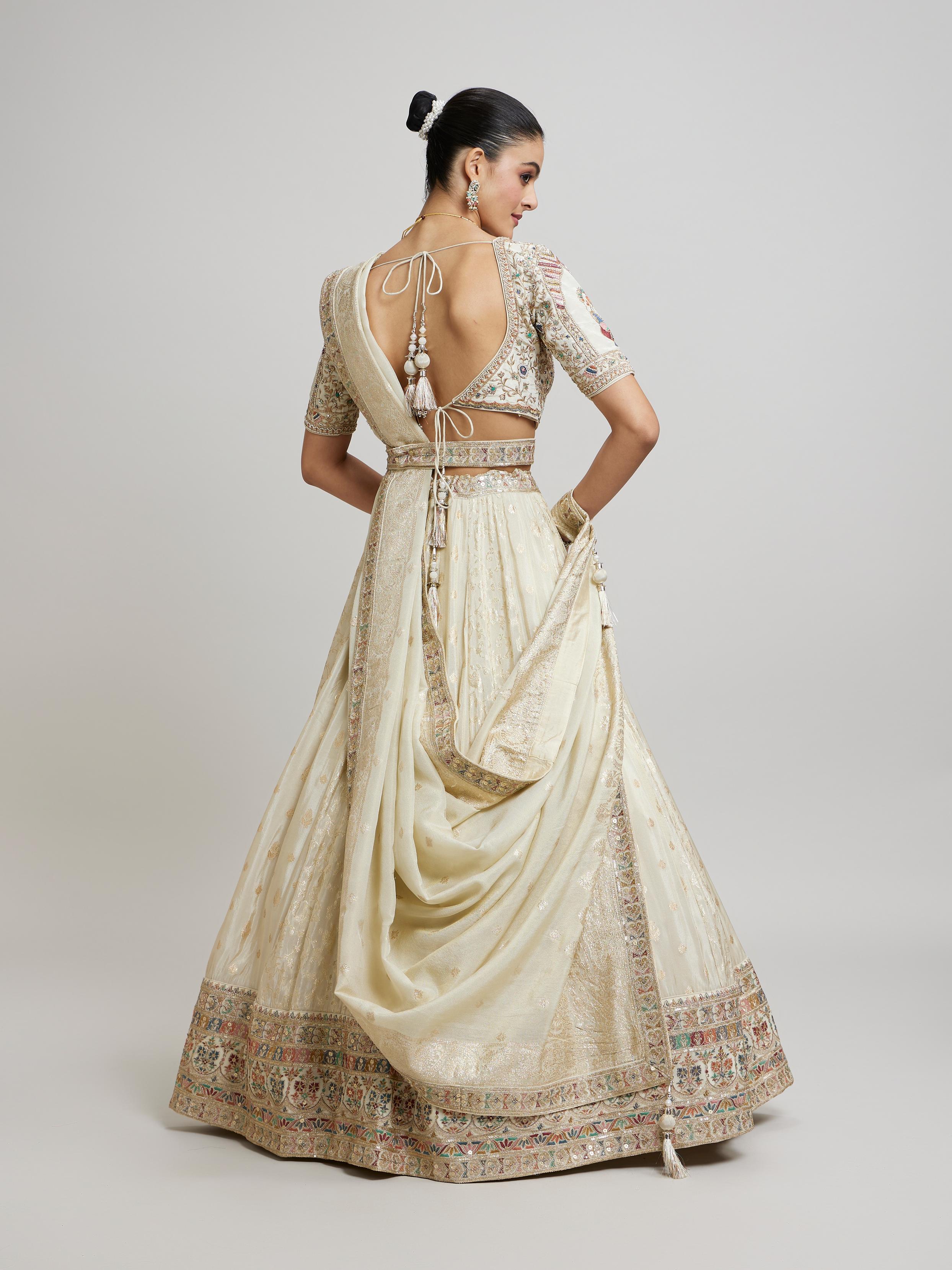 Twamev Women Beige Elegance Twirl Lehenga