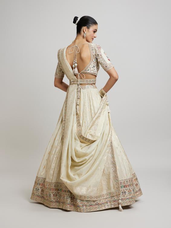 Twamev Women Beige Elegance Twirl Lehenga