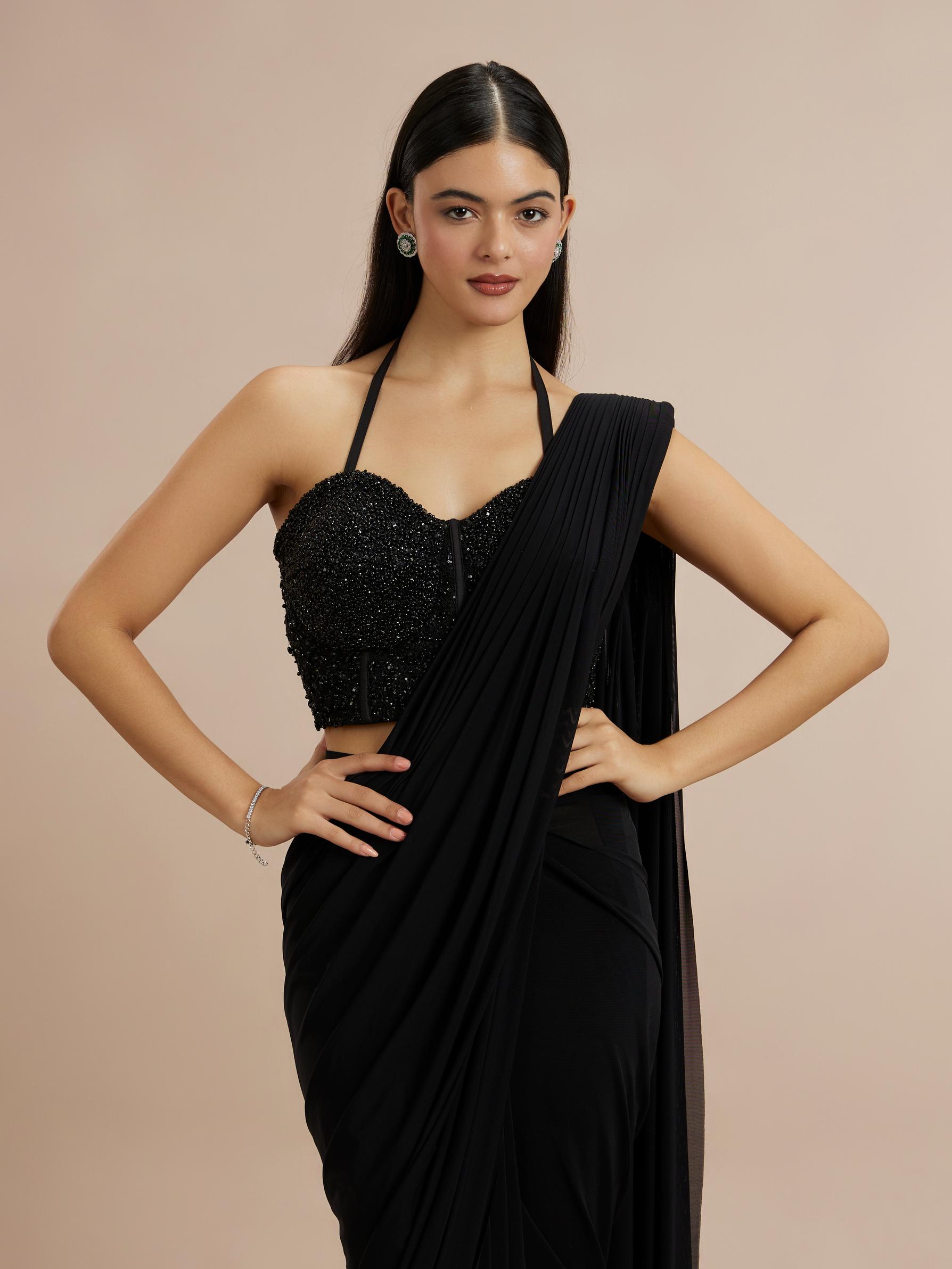 Twamev Women Black Celebration Saree