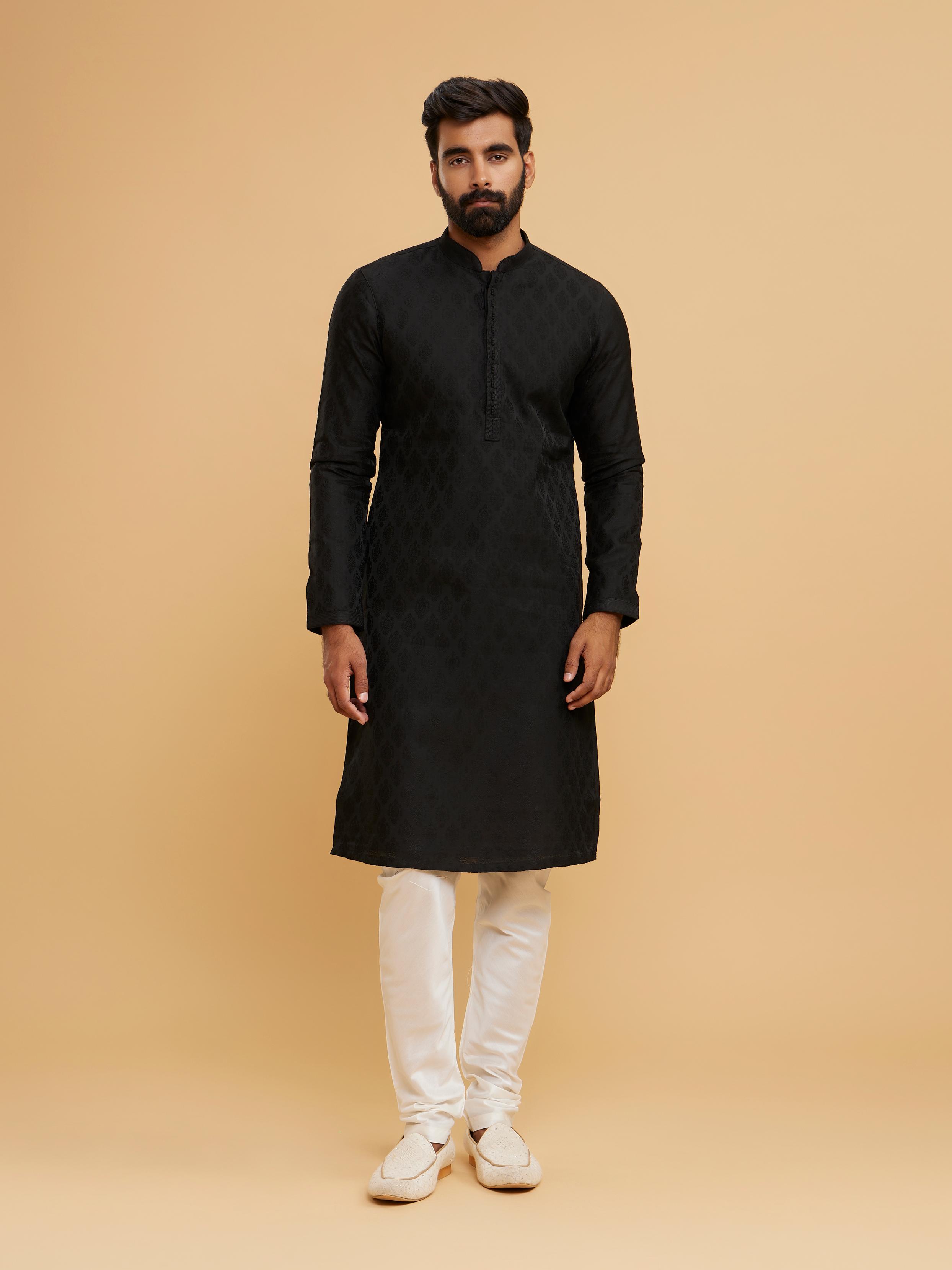 Twamev Men Black Festal Kurta Pajama