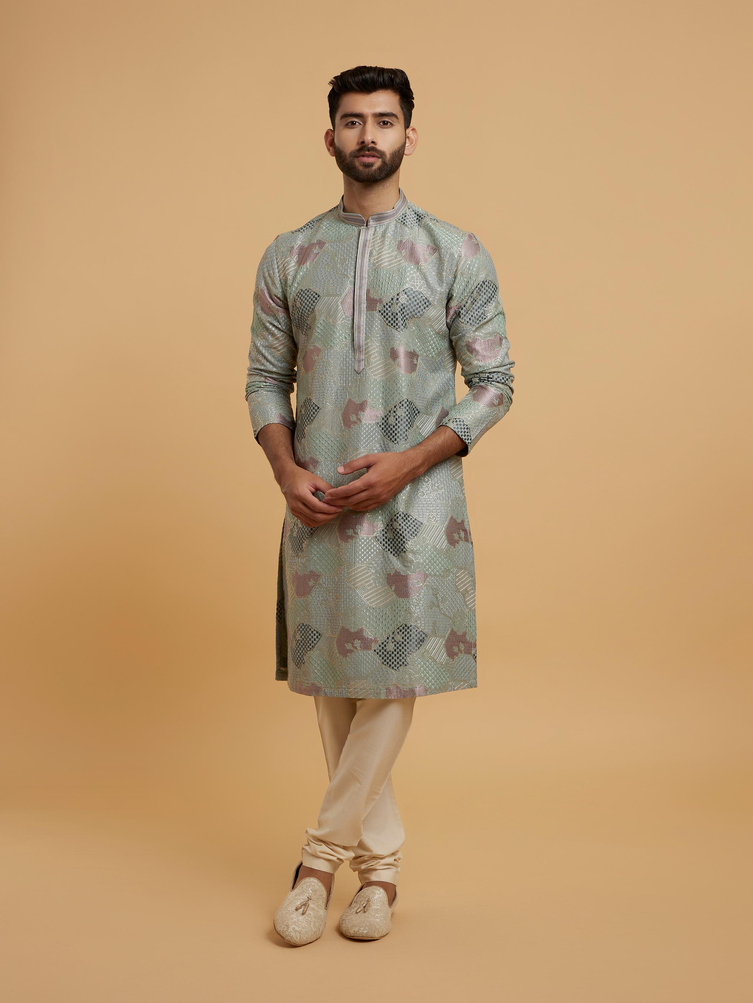 Twamev Men Lush Mid Green Elegance Kurta Pajama