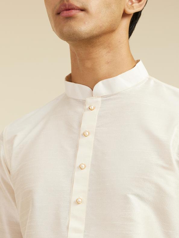 Diwas Men Warm White Plain Classic Kurta