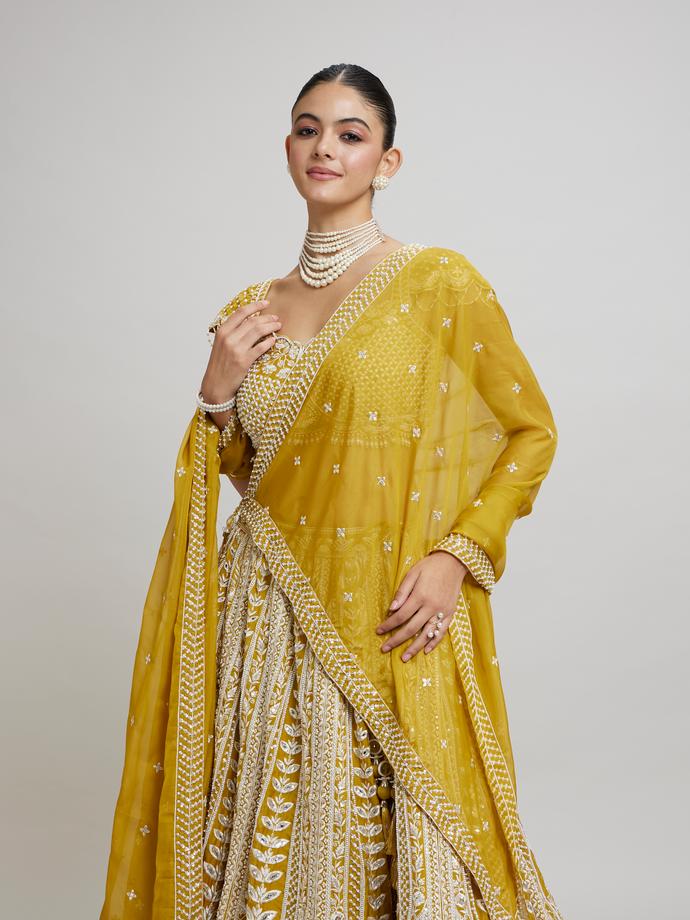 Twamev Women Twirling Sunshine Yellow Lehenga