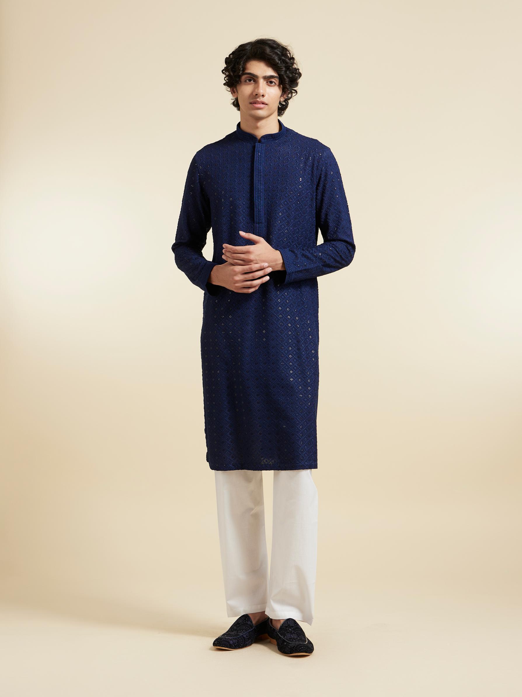 Diwas Men Dark Blue Elegance Kurta Pajama