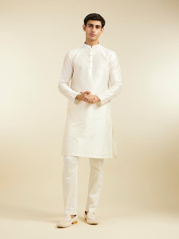 Diwas Men Warm White Plain Classic Kurta