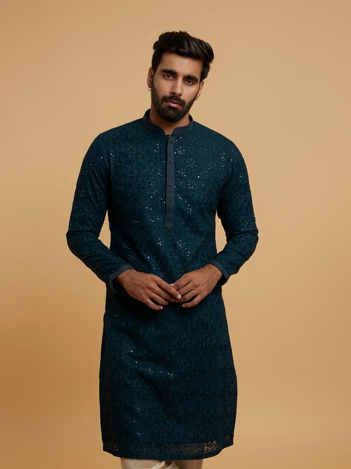 Twamev Men Lush Mid Green Elegance Kurta Pajama