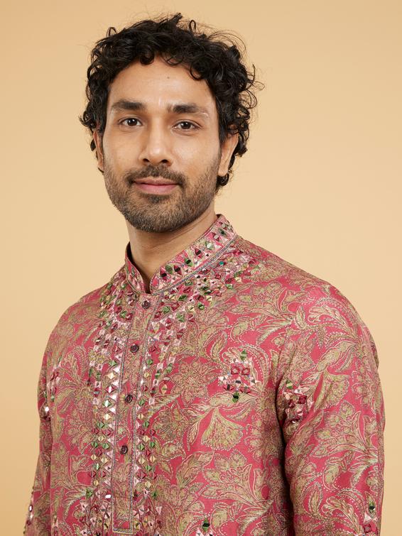 Twamev Men Magnificent Red Kurta Pajama