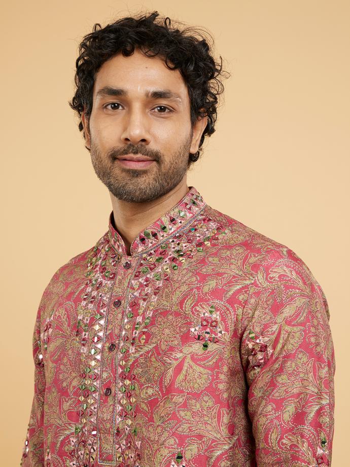 Twamev Men Magnificent Red Kurta Pajama