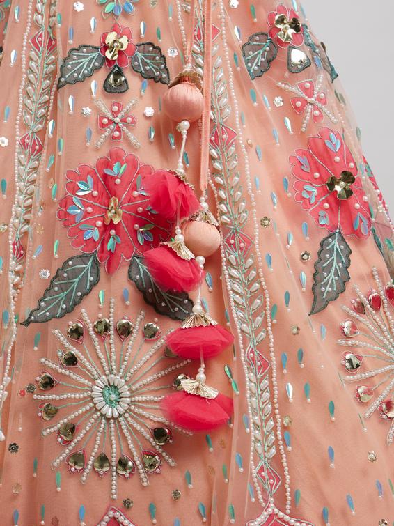 Twamev Women Dreamy Pink Net Lehenga