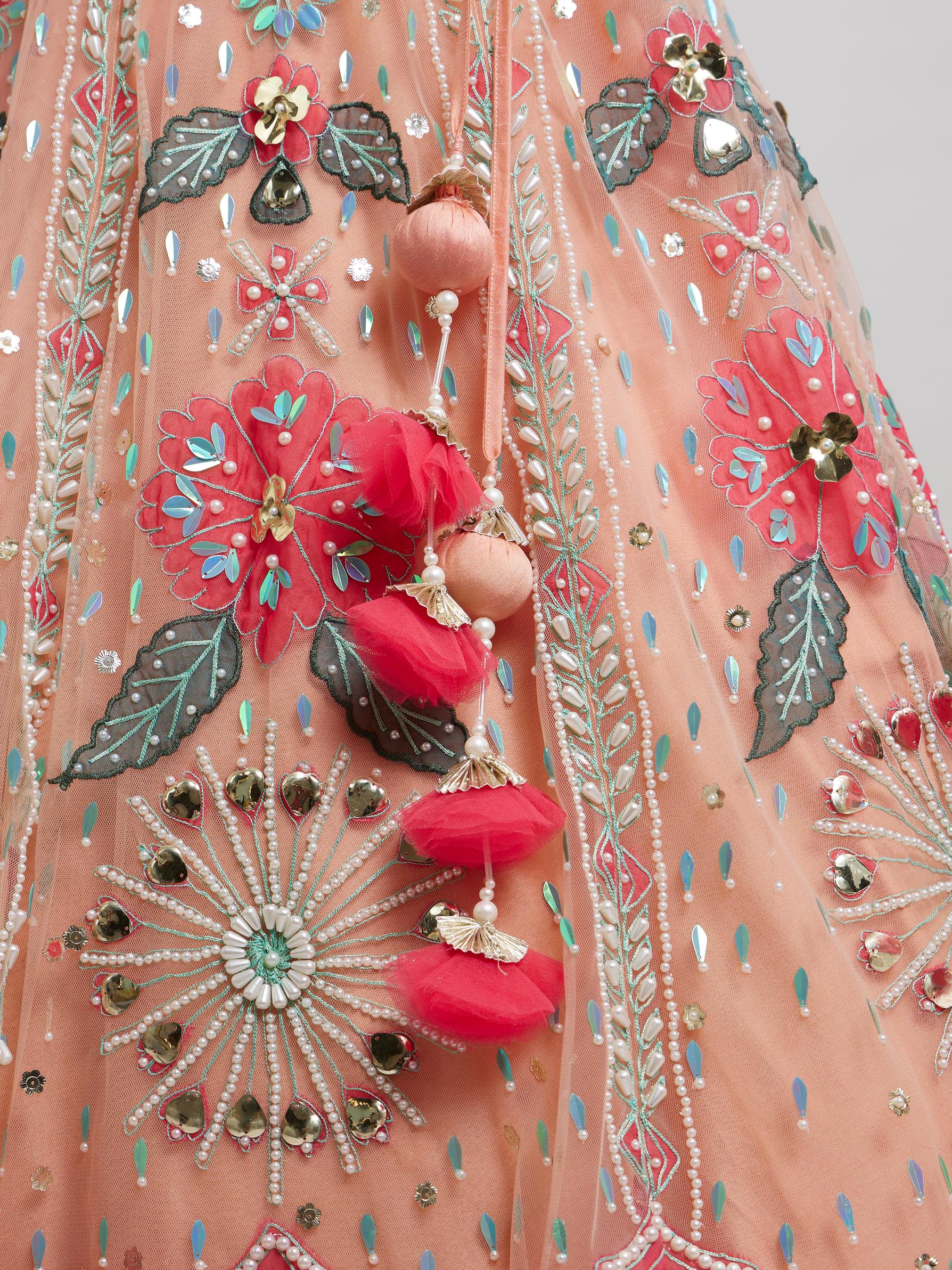 Twamev Women Dreamy Pink Net Lehenga
