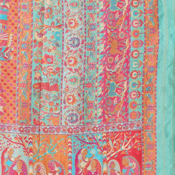 Twamev Women Emerald Sea Green Saree