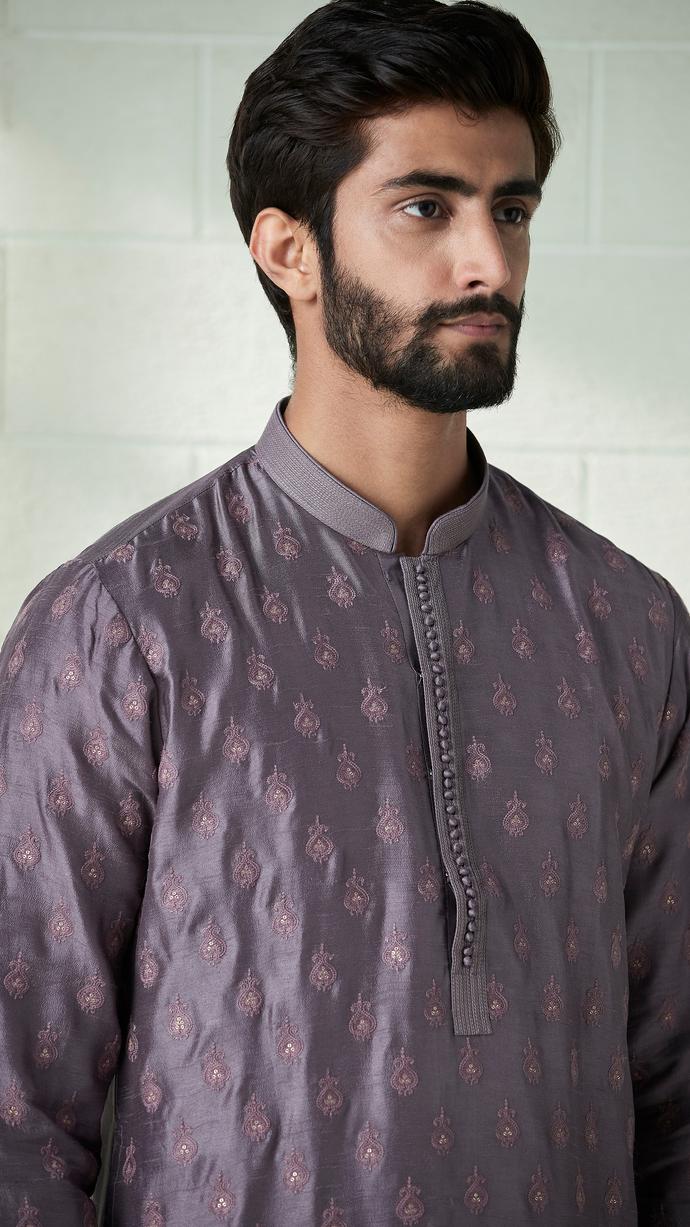 Twamev Men Rhapsody Purple Patterned Kurta Set