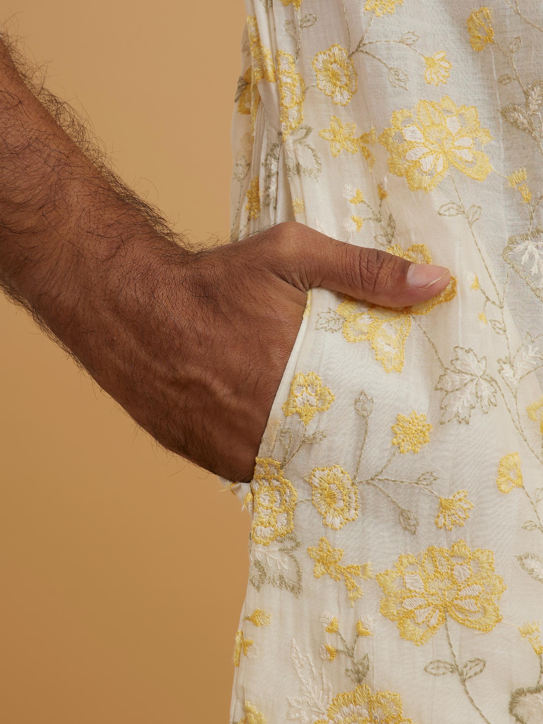 Twamev Men Twilight Beige Chanderi Kurta Pajama