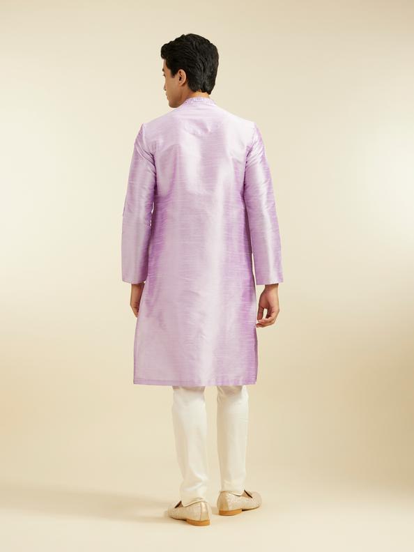 Diwas Men Soft Lilac Buta Embroidered Kurta