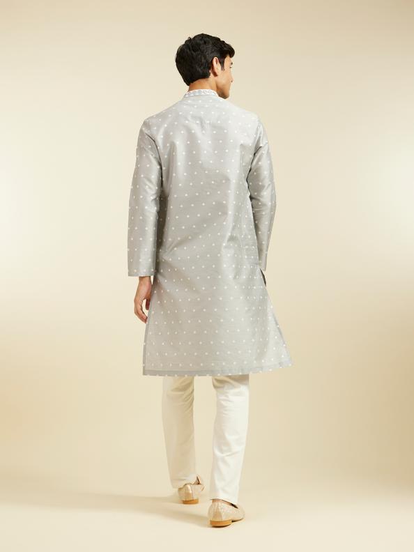Diwas Men Smoke Grey Bandhani Inspired Pattern Kurta