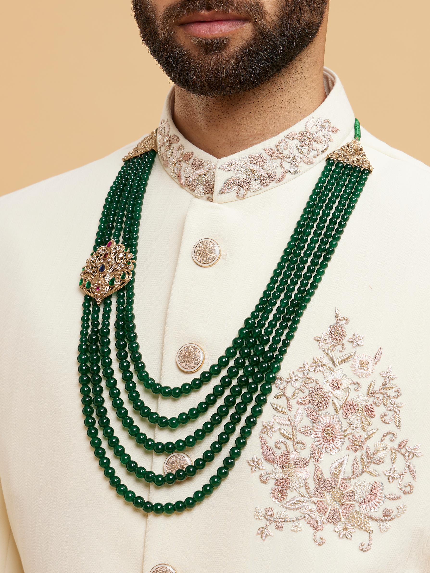Twamev Men Emerald Charm Mala