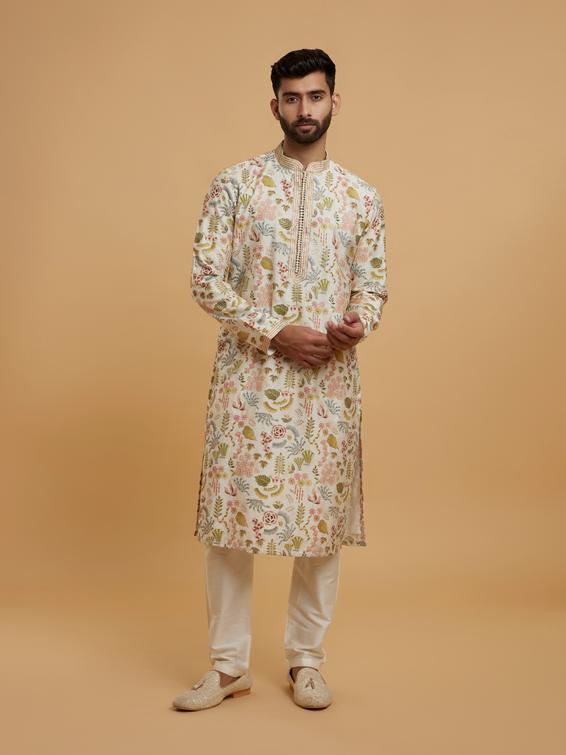 Twamev Men Twamev Cream Kurta Pajama