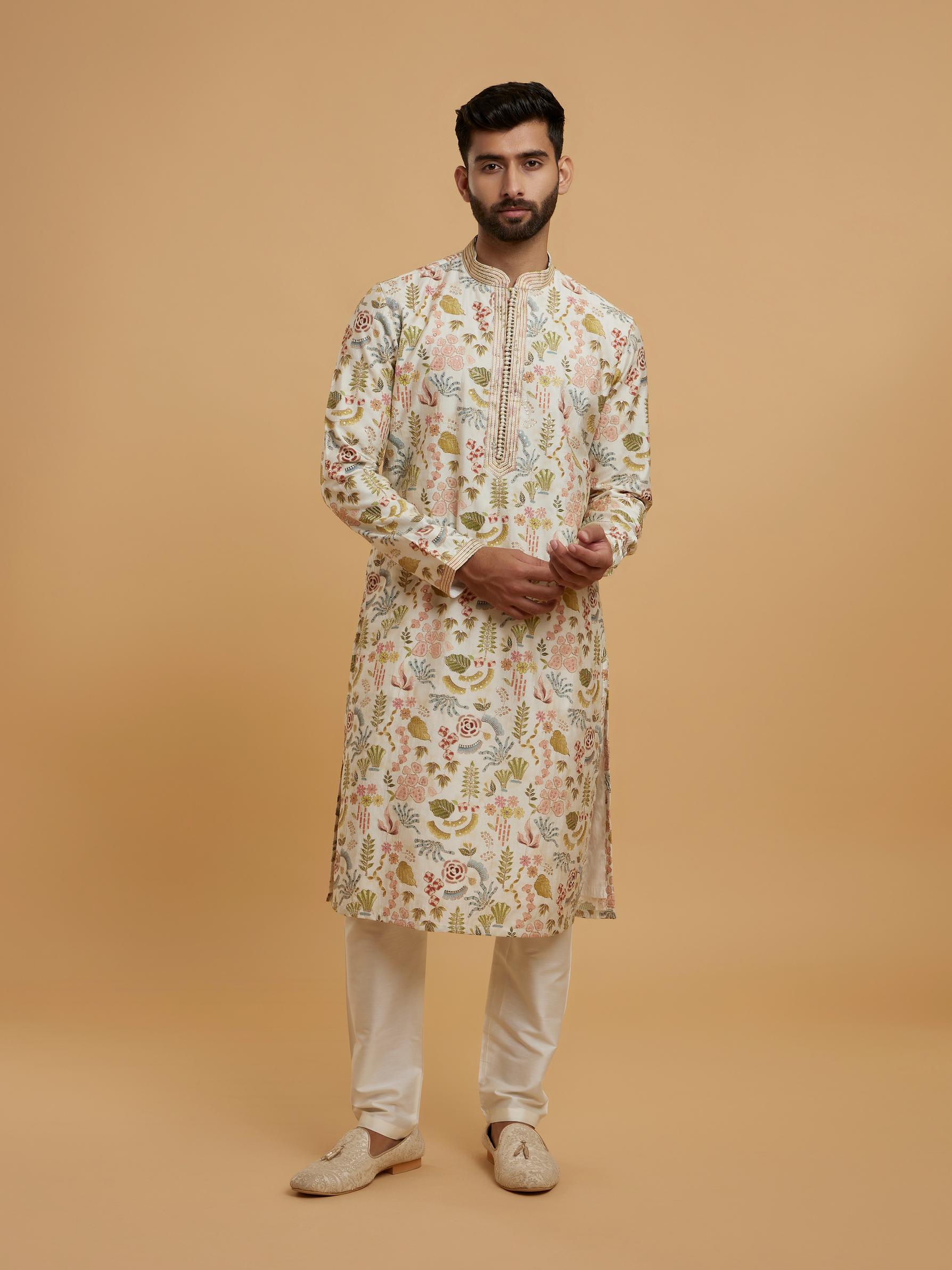 Twamev Men Twamev Cream Kurta Pajama