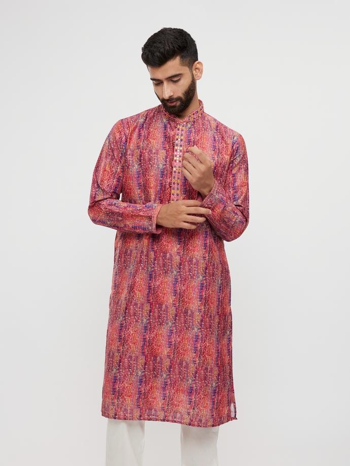 Twamev Men Cherry Radiance Kurta Pajama