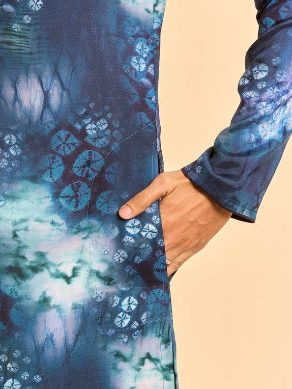 Diwas Men Teal Blue Festive Kurta