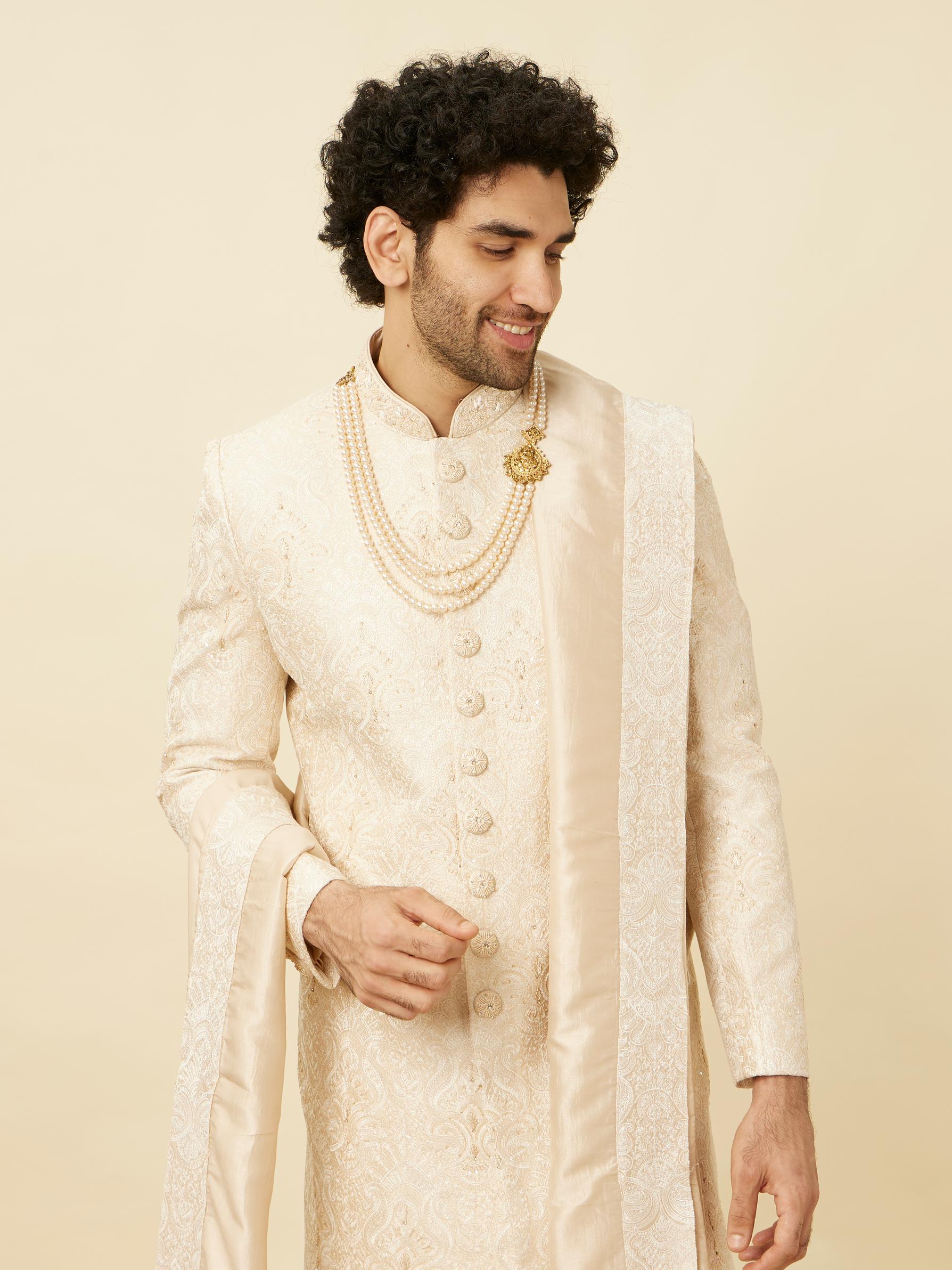 Twamev Men Classic Beige Sherwani