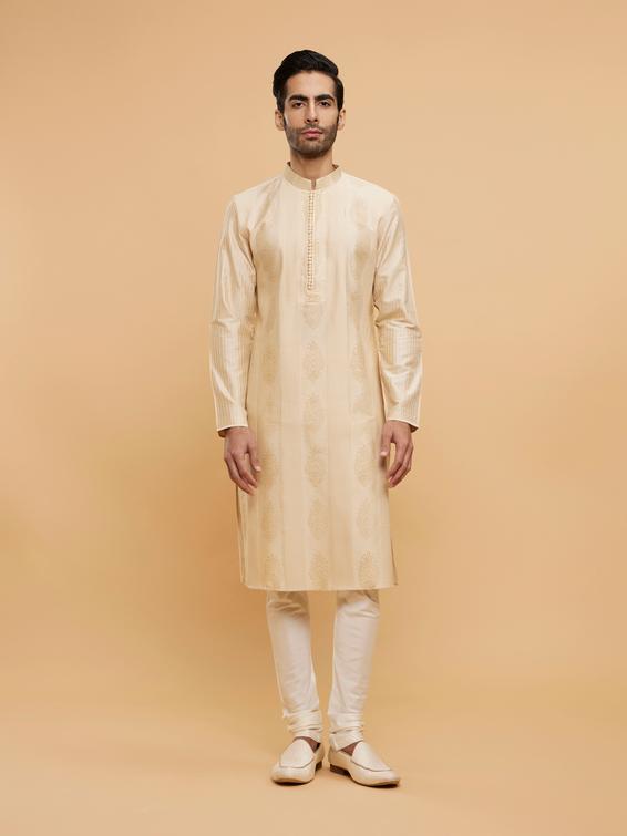 Twamev Men Beige Bliss Kurta Pajama Set