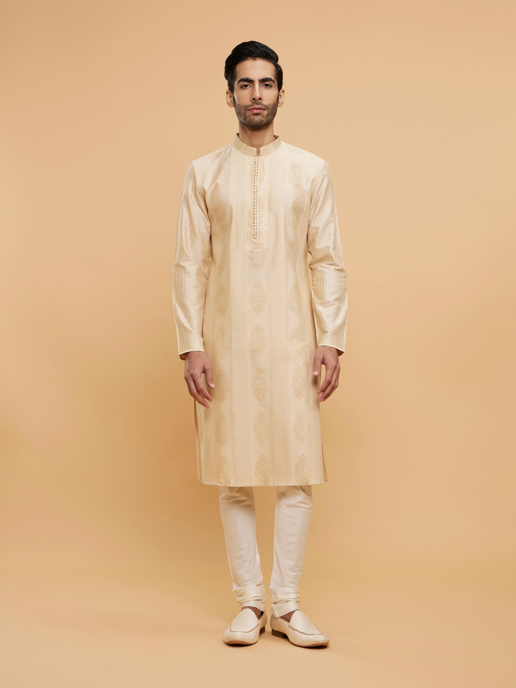 Twamev Men Beige Bliss Kurta Pajama Set