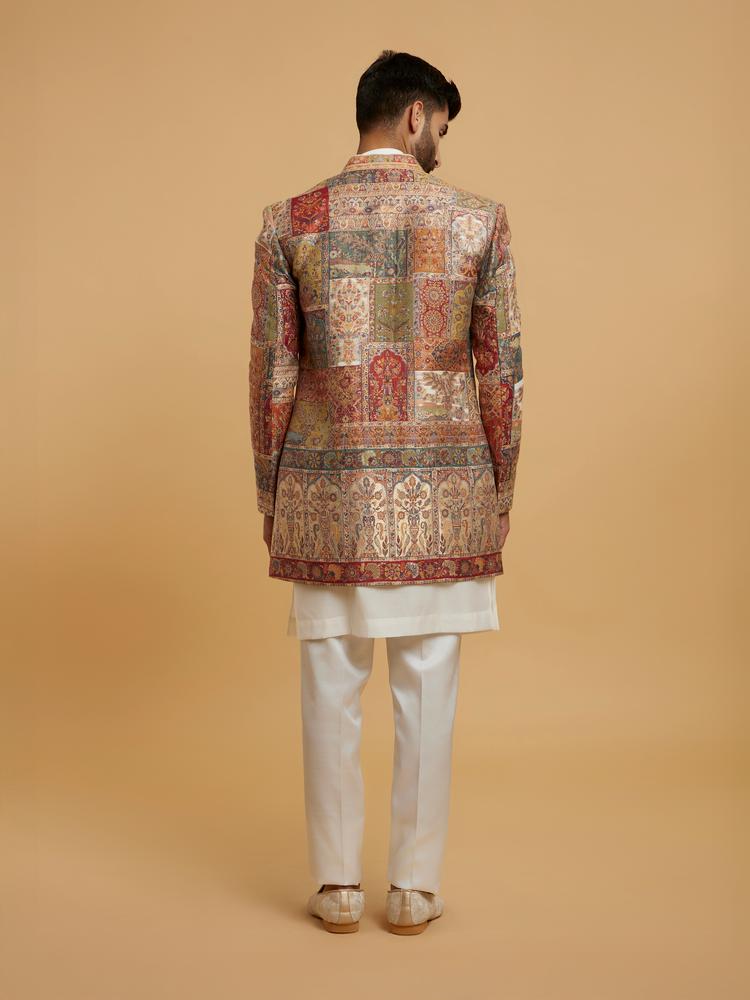 Twamev Men Cream Splendour Brocade Indo Western