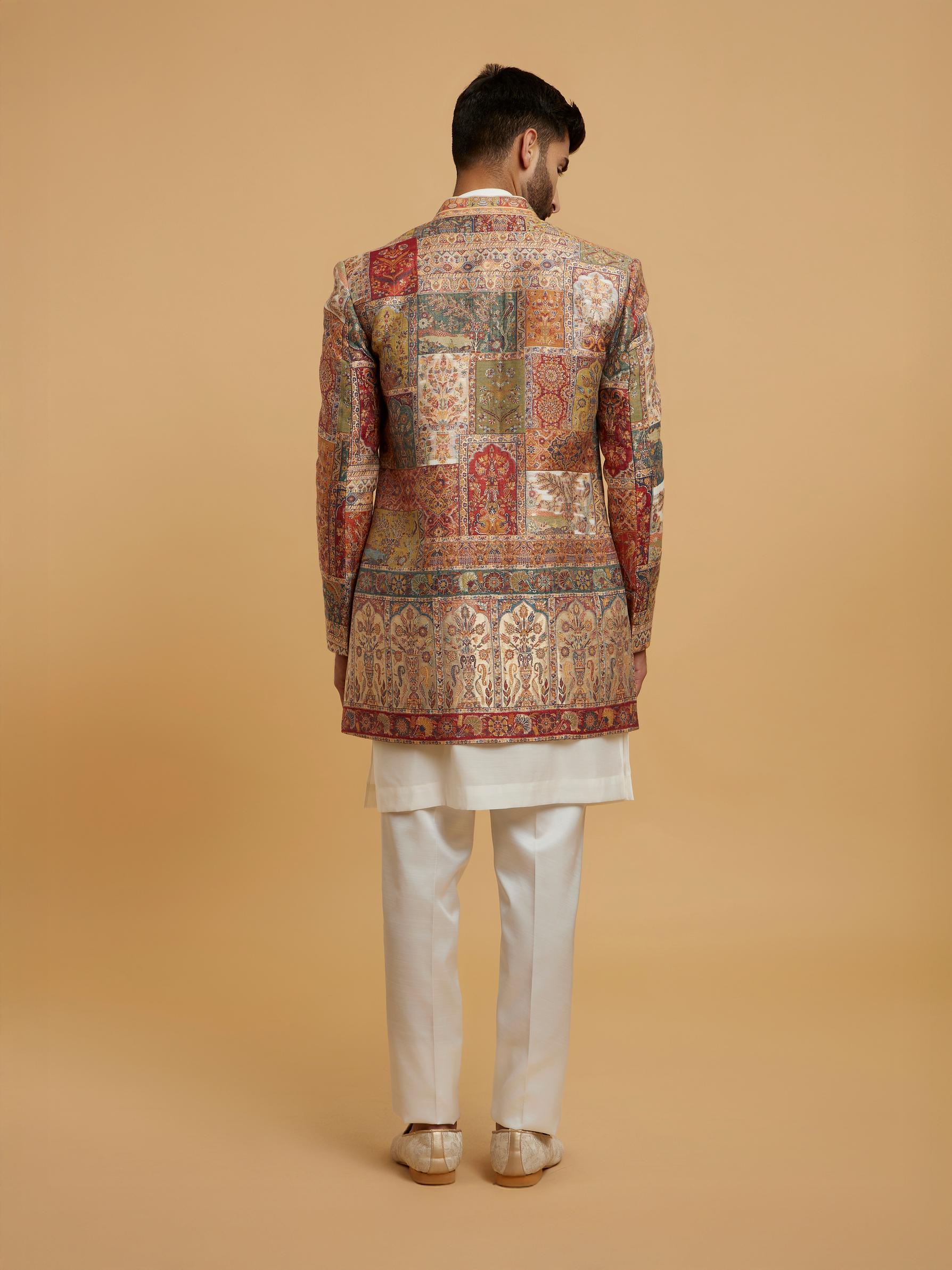 Twamev Men Cream Splendour Brocade Indo Western