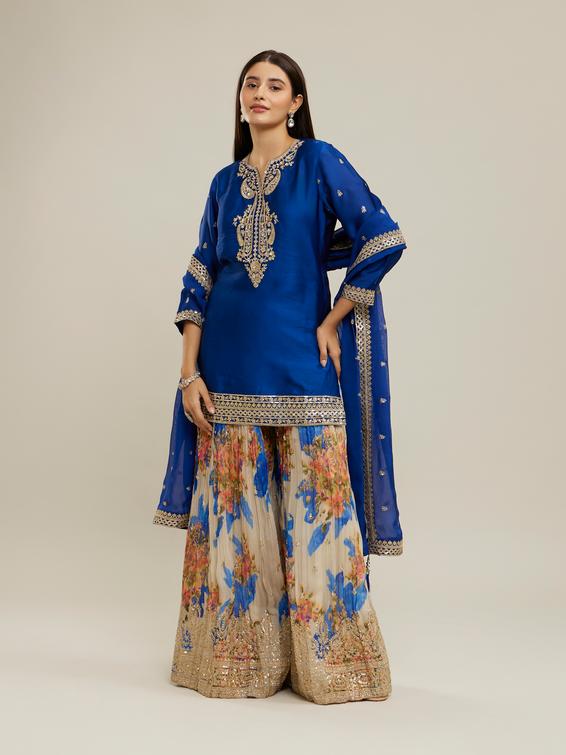 Twamev Women Striking Indigo Blue Stitched Suit