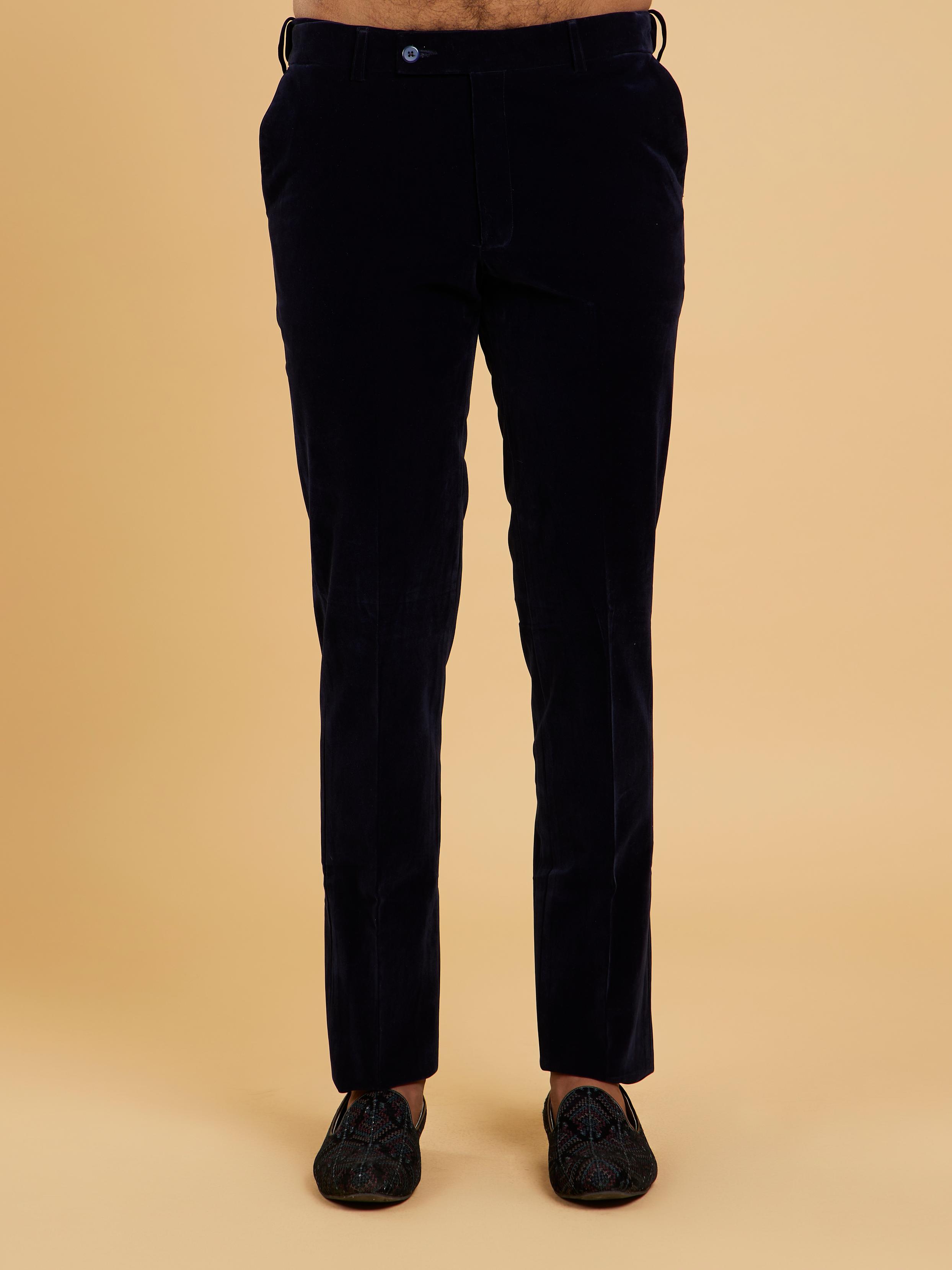 Twamev Men Midnight Blue Embellished Suit Set with Notched Collar