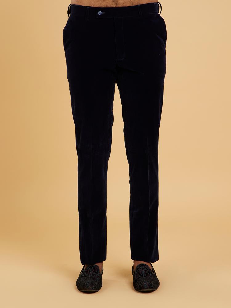 Twamev Men Midnight Blue Embellished Suit Set with Notched Collar