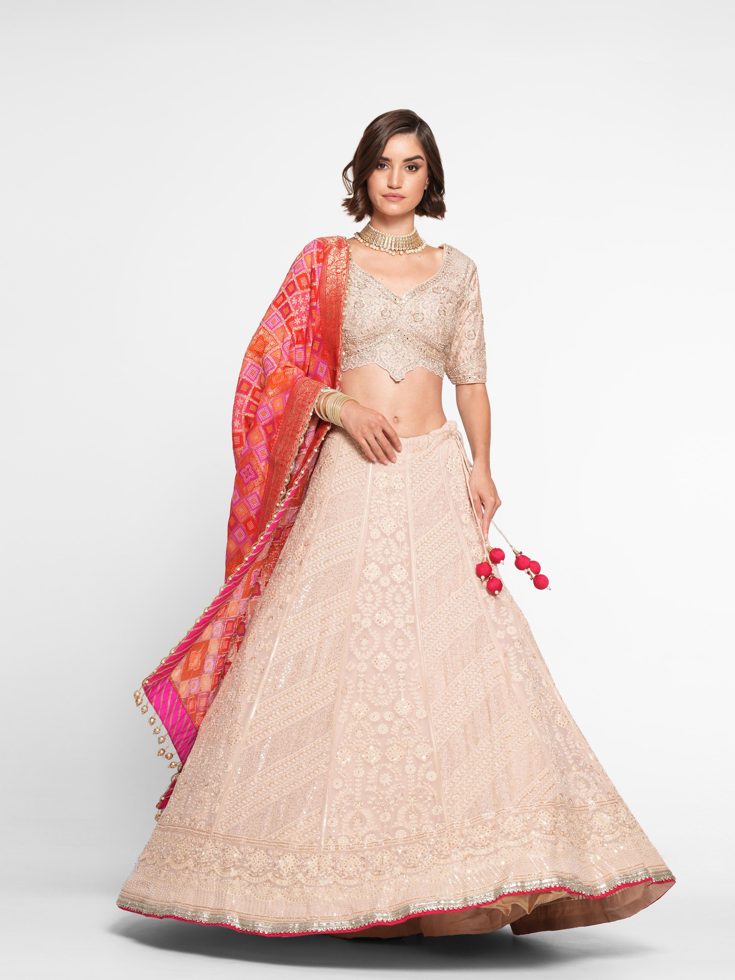 Twamev Women Light Pink Georgette Skirt Top