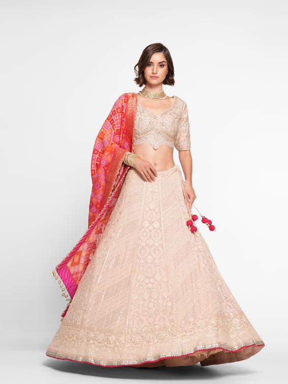 Twamev Women Light Pink Georgette Skirt Top